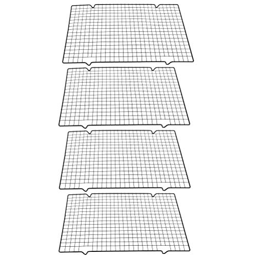 QLOUNI Bastidores de Enfriamiento - Juego de 4 Enfriatartas Rejillas Rectangular para Enfriar Bollos, Galletas, Pasteles, Cupcakes, Asar, Hornear, etc (41x25x2cm)