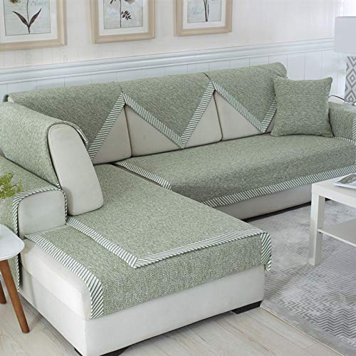 QSCV Seccional Cubiertas De Couch,Lavabile Funda Sofa Ajustables para Salon Perros Mascotas,Antideslizante Protector De Muebles En Forma De L Protector De Sofá-Verde 110x240cm(43x94inch)