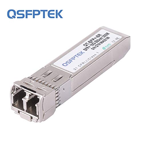 QSFPTEK 10G SFP+ Módulo 850nm 300M DDM LC Multimodo 10GBASE-SR SFP+ Transceptor para Cisco SFP-10G-SR, Ubiquiti UF-MM-10G, Netgear, Mikrotik, D-Link, Supermicro, Linksys, Otros interruptores Abiertos