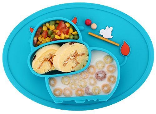 Qshare - Mini plato para bebés de silicona, 100% sin BPA y aprobado por la FDA para niños pequeños, Succión fuerte para la mesa, apto para lavavajillas