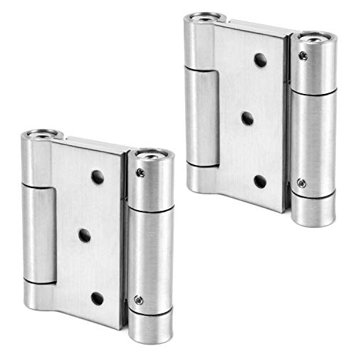 QWORK Bisagras de Acero Inoxidable , para Puertas Abatible Bisagra de Cierre Automático para puerta de café , salón , 2 piezas , 78mm