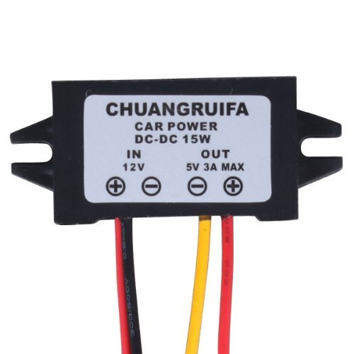 RioRand (TM) - Fuente de alimentación para coche (12 V a 5 V, 3 A, CC/CC