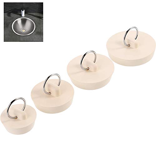 Rmeet Tapón de Drenaje,Tapón de Goma 4 Pack Universal Tapones de Tapón para Fregadero Bañera Cocina Baño 4 Tamaños Beige