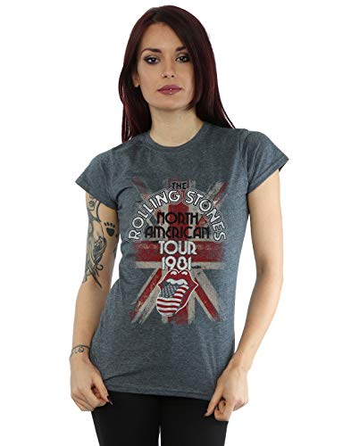 Rolling Stones mujer Union Jack American Tour Camiseta Small oscuro Heather