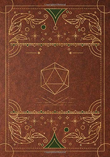 RPG journal: Mixed paper: Ruled, graph, hex: For role playing gamers: Notes, tracking, mapping, terrain plans: Vintage brown dice deco cover design