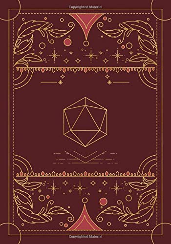 RPG journal: Mixed paper: Ruled, graph, hex: For role playing gamers: Notes, tracking, mapping, terrain plans: Vintage maroon red dice deco cover design