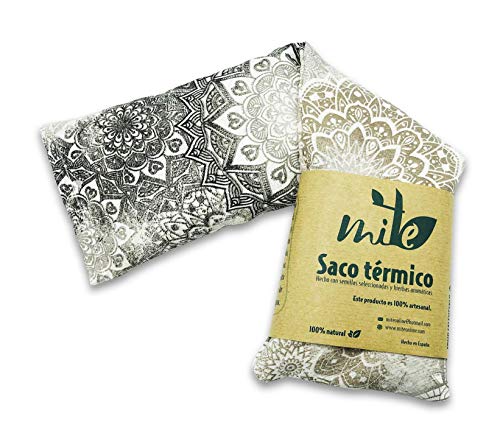 Saco térmico Mandala de semillas y hierbas con funda lavable (50cm x 14cm) Hierbabuena – MITE (Mandala Gris)