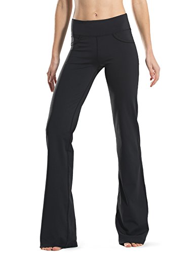 Safort Pantalones Yoga Tiro Regular Bootcut Campana - Medidas Largo 71cm/ 76cm/ 81cm/86cm - 4 Bolsillos - Color Negro, S