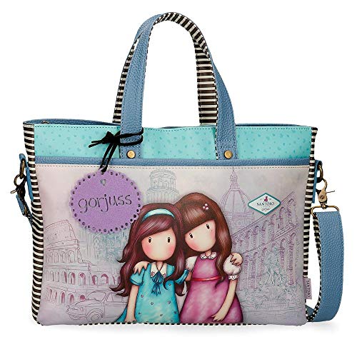 Santoro Gorjuss Friends Walk Together Bolso para Portátil 14" Morado 39x28x6,5 cms Piel Sintética