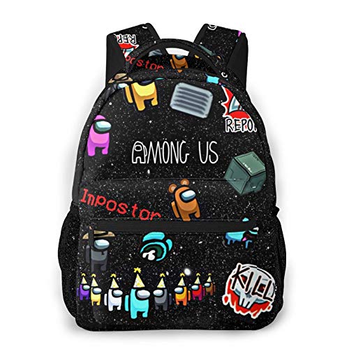 Sanyio Juego Among Us Mochila con impresión 3D para Estudiantes, Adolescentes, jóvenes, Mochila Escolar, Mochila para la Escuela, Bolsa de Bolsillo para niños, Adultos