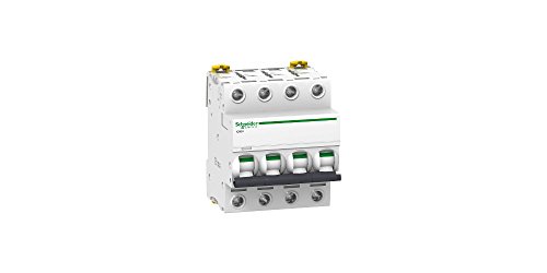 Schneider Electric A9F84410 IC60H Disyuntor, Acti9, Curvatura C, 4P, 85 mm Altura x 72 mm Anchura x 78.5 mm Profundidad, 10 A Corriente, 50/60 Hz, Blanco