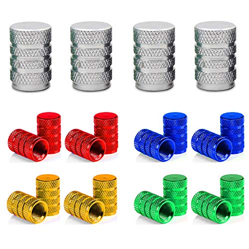 Senven 5 color Tapones de válvula de aleación de aluminio. Válvula de neumático para evitar fugas de aire para coche, moto, camión, bicicleta, Válvula de neumático universal - 20Pcs.