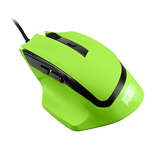 Sharkoon SHARK FORCE - Ratón Gaming Óptico, 1600 DPI, 6 Botones, Verde