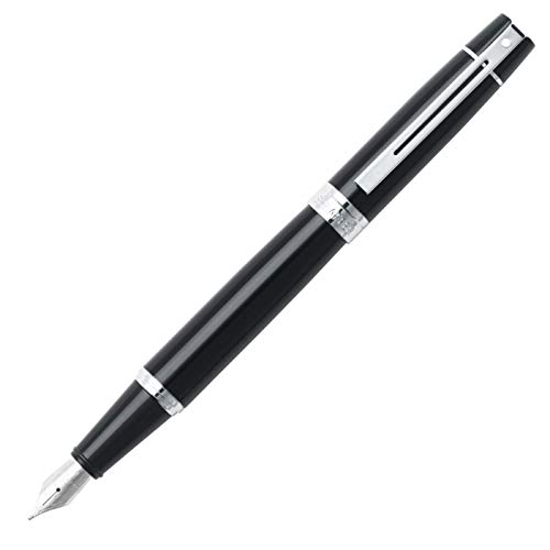 Sheaffer 300 - Pluma estilográfica en caja de regalo (tinta negra), acabado con detalles en cromo, color negro, E0931253