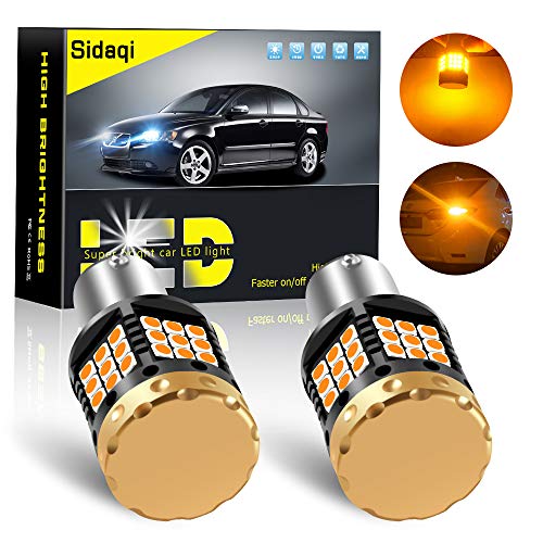 Sidaqi 2 x más brillante Canbus error free 1156 BAU15S PY21W bombilla LED 1850LM alta potencia 3030 45 SMD Luces de giro 12V sin flash Coche Luces intermitentes delanteras y traseras, amarillo ámbar