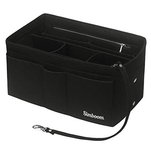 Simboom Organizador de Bolso de Fieltro, Organizador Bolso Insertar para iPad Mini, Cosméticos, Billetera, Perfume, Llave (Negro, M)