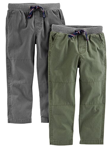 Simple Joys by Carter's pantalón para niños pequeños, 2 unidades ,Verde/Gris ,US 3T (EU 98–104)