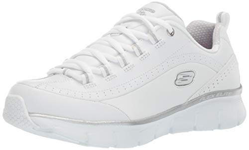 Skechers Synergy 3.0, Zapatillas Mujer, Blanco (White Leather/Silver Trim #Yellow WSL), 39 EU