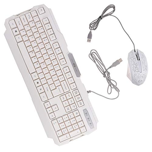 SOLUSTRE Combo de Teclado Y Mouse con Cable Compacto Ergonómico Blanco con Teclado Numérico Rgb Alfombrilla de Mouse Retroiluminada para Juegos Grande para Pc Gamer Computadora de