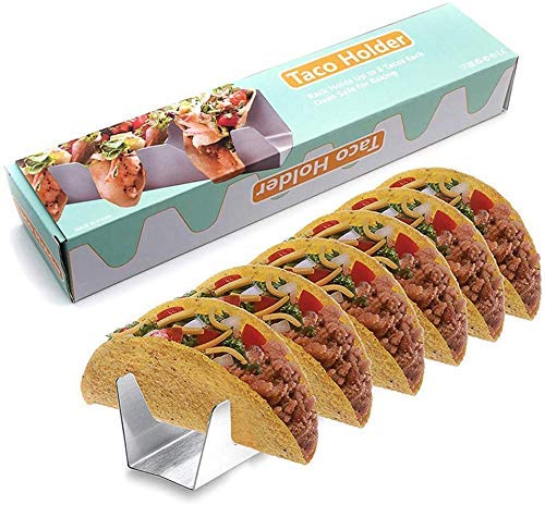 Soporte de taco, soporte de bandeja de taco de acero inoxidable, soporte multifuncional de gran capacidad para colocar tortitas y tortillas mexicanas.