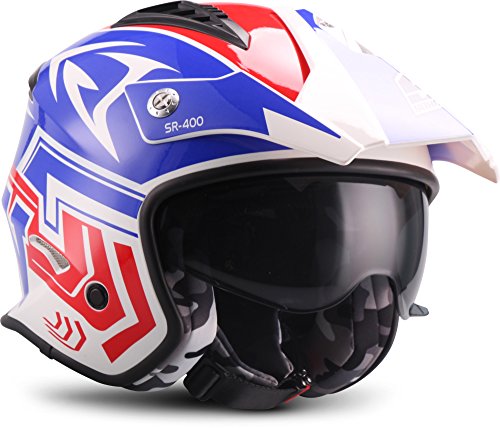 Soxon SR-400 Storm Casco de Moto, Azul, L (59-60cm)