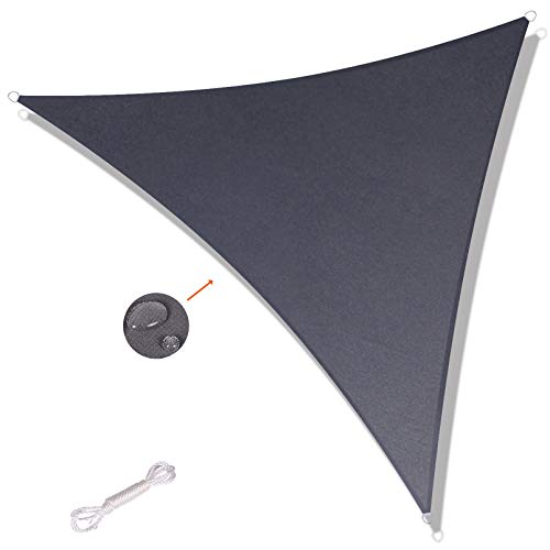 SUNNY GUARD Toldo Vela de Sombra Triangular 3x3x4.25m Impermeable a Prueba de Viento protección UV para Patio, Exteriores, Jardín, Color Antracita