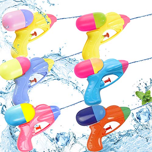 Sunshine smile Pistola de Agua pequeña,Pistola de Agua Juguete,Pistola de Agua niños Adultos,Pistola de Agua de Verano para Playa,Pistola de Agua (6pcs)