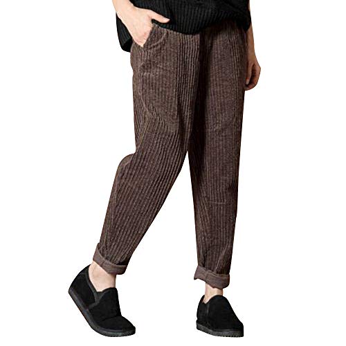 Sylar Pantalones Mujer Invierno Clásico Retro Moda Color Sólido Pana Suelto Pantalones Casuales Caliente Bolsillo Pantalones De Pierna Ancha