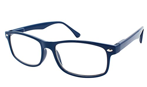 TBOC Gafas de Lectura Presbicia Vista Cansada - Graduadas +1.00 Dioptrías Montura de Pasta Azul Diseño Moda Hombre Mujer Unisex Lentes de Aumento para Leer Ver de Cerca Patillas Bisagras Resorte