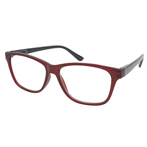 TBOC Gafas de Lectura Presbicia Vista Cansada - Graduadas +1.50 Dioptrías Montura de Pasta [Burdeos] de Diseño Moda para Hombre Mujer Unisex Lentes de Aumento para Leer Ver de Cerca