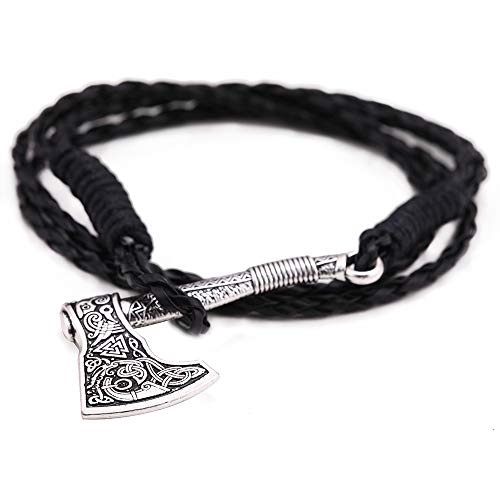 TEAMER - Pulsera con diseño de hacha vikinga, diseño de triquetra, regalo para hombres y mujeres