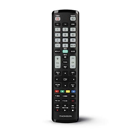 Thomson Mando a Distancia para televisores Samsung (Aprendizaje, Listo para Usar, Mando a Distancia Universal para Samsung TV, Botones Luminosos, Modo Simple para Personas Mayores), Color Negro