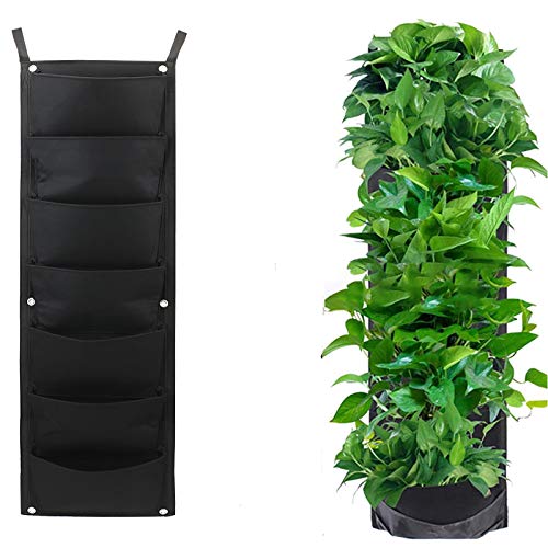 TopHomer Bolsas para macetas de 7 bolsillos para colgar en la pared vertical para jardines, apartamentos, balcones, patios, escuelas y jardines, bolsas de almacenamiento 1 unidad