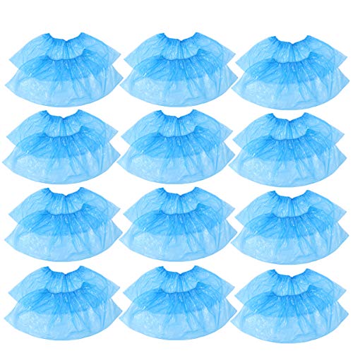 TOYANDONA 100Pcs Fundas de Zapatos Desechables, Fundas de Zapatos de Plástico Impermeables Cubrezapatos Antideslizantes para Uso Múltiple (Azul)