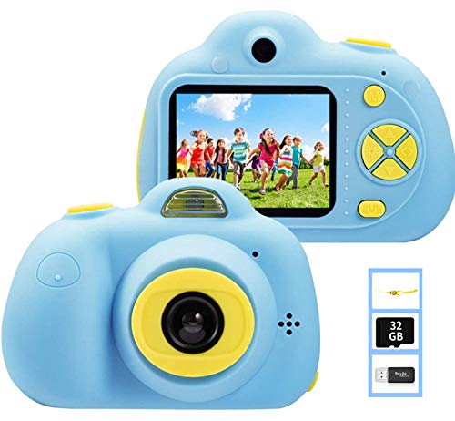 ToyZoom Cámara para niños, cámara Digital portátil para Selfies para niñas, videocámara para niñas, LCD de 2 Pulgadas / 1080P HD / 18MP /Tarjeta SD 32G incluida (Azul)