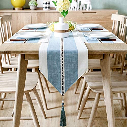 TUANZI Squisito Runner da tavolo Rayas Corredor de la Tabla de Tela con borlas decoración de Comedor for la Cena de Boda del Partido de 2 PC per Feste, ristoranti e attività all'aperto