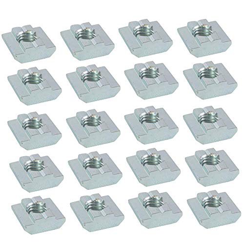 Tuercas de T-Ranura,20 Pcs M8 Tuercas de Cabeza de Martillo,Acero Al Carbono Deslizante Tuerca,Tuerca de Perfil de Aluminio,Tuercas Recubiertas de Zinc de EstáNdar Europeo,Antioxidante y Duradero