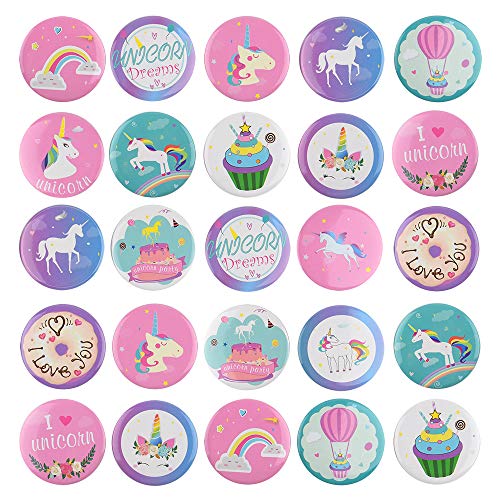 TUPARKA 30 Piezas Pins Unicornio Botones Insignias del Arco Iris Pin Backs para Ropa Mochilas Mochilas, favores de Fiesta de cumpleaños Unicorn Theme Suministros del Partido