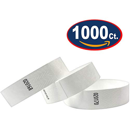 Tyvek - Pulsera identificativa de 19 mm, 1000 unidades (blanco, 1000 unidades)