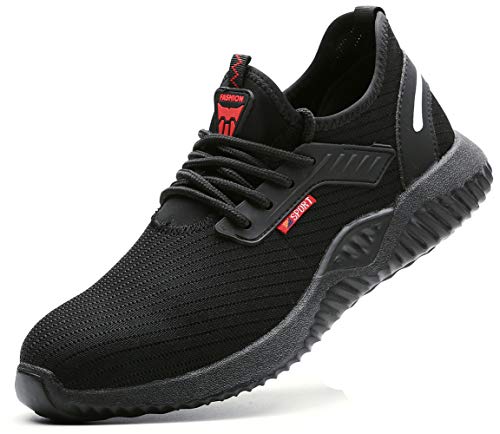 Ucayali Zapatillas de Seguridad Hombre Zapatos de Trabajo con Punta de Acero Calzado Protección Laboral Deportivos - Ultraligeras Transpirables y Cómodas, Negro 39