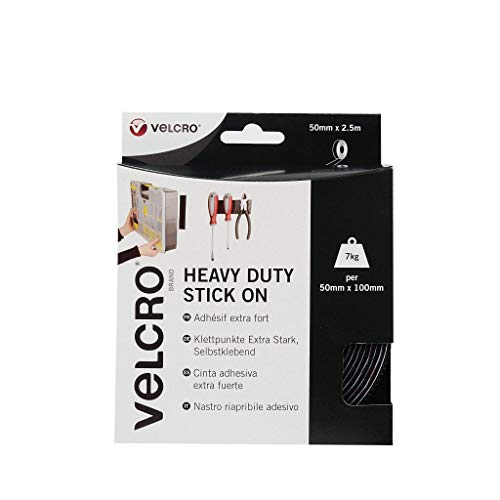 VELCRO Brand Cinta adhesiva extra fuerte 50mm x 2.5m Negro