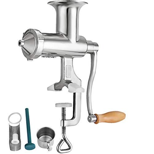 VEVOR Exprimidor Manual de Acero Inoxidable 304, Extractor de Hierba Trigo Plata, Exprimidor Zumo Portátil con Relleno de Goma, Exprimidor para Bayas Diversas Variedades de Frutas y Verduras Trigo