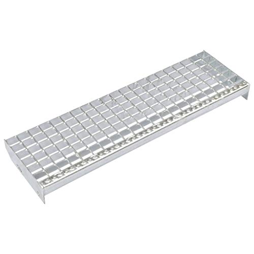 vidaXL 4x Escalones Rejilla Metálica Acero Galvanizado en Caliente Antideslizante Soldaduras Forja Escalón Modular Metal Soldado Norma DIN 800x240 mm