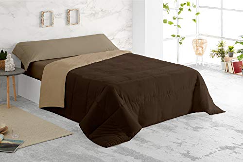 Vipalia Edredon Nordico Cama 90 para Invierno. Compatible con Funda Nordica. Relleno Nórdico Tacto Pluma Ligero Reversible. Calidad 300 gr. Color Chocolate/Beige