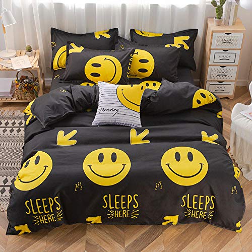 VTBDWOSV® Set Di Biancheria Da Letto 3 Pezzi Modello Di Smiley del Fumetto Doppia Dimensione 200 X 200 Cm 3D Moderno Copripiumini E Federe Set Microfibra Biancheria Da Letto per Letto Singolo E Matri