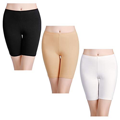 wirarpa Bragas Mujer Leggings Cortos Boxer Algodon Shorts Pantalones Deportivas para Running, Yoga y Ejercicio Pack de 3 Tamaño 50 52