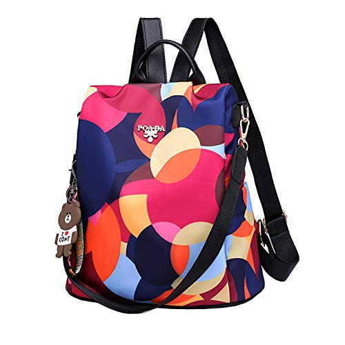 Wishliker Bolso Mochila Antirrobo Mochilas Tipo Casual para Mujer,Color Brillante