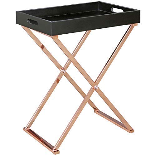 Wohnling – Mesa Auxiliar de TV Tray Plegable 48 x 61 x 34 cm Negro/Cobre MDF, diseño: ohnzimmertisch con Bandeja – Mesa de café Modern | Bandeja Mesa Madera