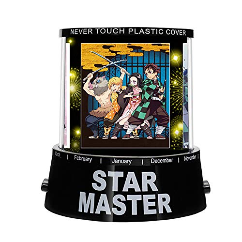 WWSZ Lámpara De Ilusión Luz De Noche Led Anime Demon Slayer, Kimetsu No Yaiba Proyección de luz de Estrella, Maestro Estrella Children's Best Birthday Holiday Gifts Lámpara De Escritorio