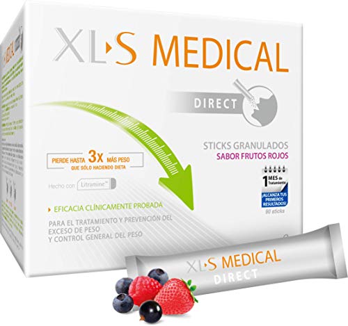 XLS Medical - Captagrasas Direct - Sticks Captagrasas - Tratamiento para Perder Peso con Sabor a Frutos Rojos - Capta 28% de la Grasa Ingerida - 90 Sticks, 1 Mes de Tratamiento